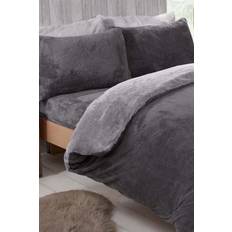 Brentfords Teddy Fleece Duvet Cover Silver, Grey