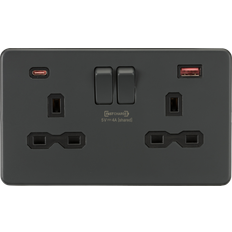 Accesorios Eléctricos Knightsbridge 13A 2G DP switched socket with dual USB charger A C FASTCHARGE Anthracite