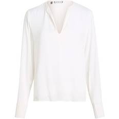Tommy Hilfiger White Blouses Tommy Hilfiger Viscose Crepe V-Neck Elegant Blouse - Beige