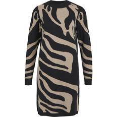 Object Objray L/S Knit Dress Aop Noos - Black/Aop