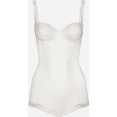 Dolce & Gabbana Vrouw Bodysuits Dolce & Gabbana Silk Balconette Bra Bodysuit With Lace Detailing White