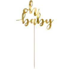 Guld Kagedekorationer PartyDeco Oh Baby Kagetopper Guld Kagedekoration