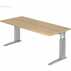 180x80 skrivbord Hammerbacher Hammerbacher 180x80cm Eiche/Silber Schreibtisch