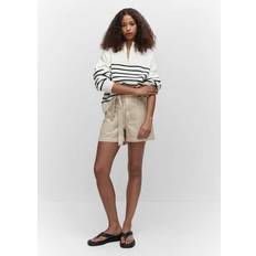 Mango Polyamide Tops Mango Rizoni Striped Sweater With Zip, White/Navy