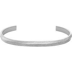 Fossil Men Harlow Linear Texture Stainless Steel Cuff Bracelet