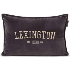 Ekologiska Kompletta dekorationskuddar Lexington Logo Message Organic Cotton Velvet Komplett dekorationskudde Grå