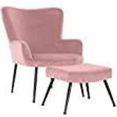 Pink Armchairs Dkd Home Decor Modern Velvet Black and Pink Armchair