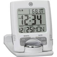 Marathon Clock Travel Alarm Calendar & Temperature Silver