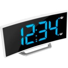 Marathon Clock USB Alarm Charger Dimmable Curved Screen White Black