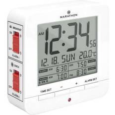 Alarm Clocks Marathon Clock Digital Reminder Alarm 4 Alarms White Black
