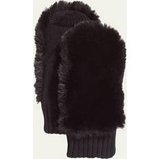 Solid Colours - Women Mittens Faux Fur Back Knit Mittens