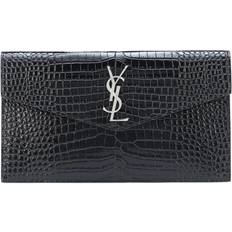 Femme Pochettes Saint Laurent Womens Black Uptown Croc-embossed Leather Pouch