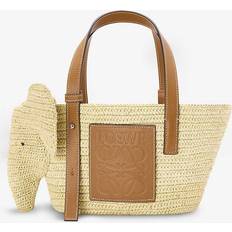 Womens Natural/tan Elephant Small Raffia and Leather Shoudler bag