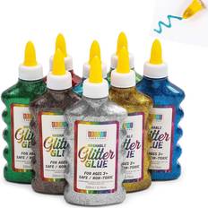 Blue Glue Glue with Glitter for Arts and Crafts, 8 Colors 6.76 Oz, 8 Pack