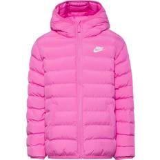 Nike Jackets Nike Girls' Big Kids' Sportswear Lightweight Synthetic Fill Hooded Jacket Playful Pink/Playful Pink/White