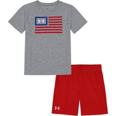 L Other Sets Children's Clothing Under Armour Freedom Flag Short-Sleeve T-Shirt and Shorts Set for Toddlers Grey/Red 4T