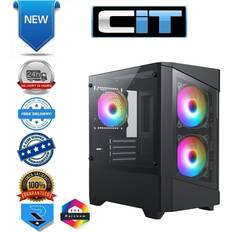 CiT level 1 black micro-atx case 3 rgb fans tempered glass