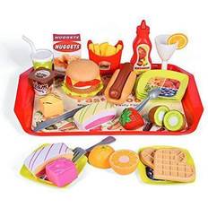 Food Toys 40 Pcs Pretend Play Fast Food Meal Set, Beige Over