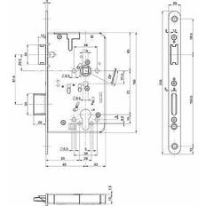 Sicurezza Panik-Einsteckschloss 23260 PZ 65/72/20RD 1-flg. Edelstahl Matt