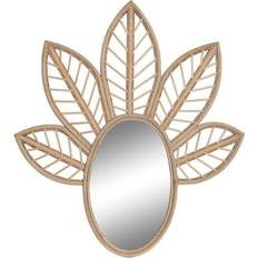 Brown Wall Mirrors Dkd Home Decor Brown Crystal Natural Tropical Leaf of a plant Wall Mirror