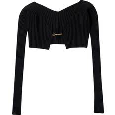 Polyamide - Women Cardigans Jacquemus La maille Pralù Micro Charm Logo Cardigan - Black