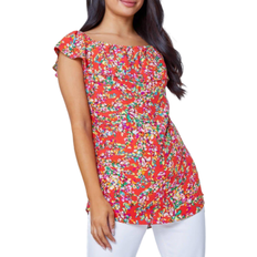 Roman Petite Ditsy Floral Print Bardot Top - Coral