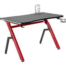 Gaming Accessories Homcom Ergonomic RGB Gaming Desk - Black/Red, 1200x660x760mm