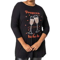 Roman Curve Christmas Slogan Jersey Top - Black