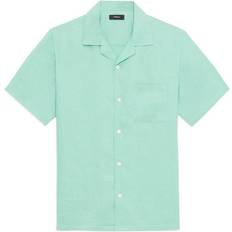 Theory Men Shirts Theory Noll Short Sleeve Linen Button-Up Camp Shirt - Celadon