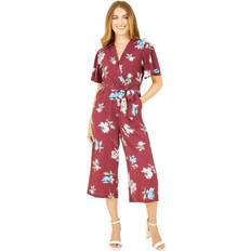 Red Jumpsuits & Overalls Mela London Floral Print Wrap Jumpsuit, Burgundy