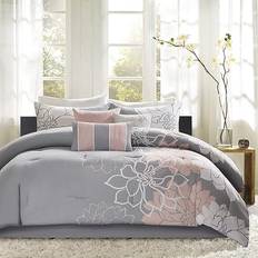 Satin Bedspreads Madison Park Lola Bedspread Grey, Pink (264.2x233.7cm)