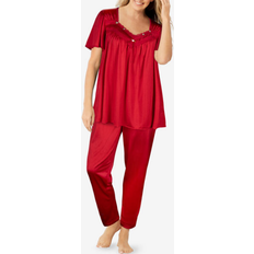 3XL Pajamas Silky 2 Piece Pj Set - Classic Red