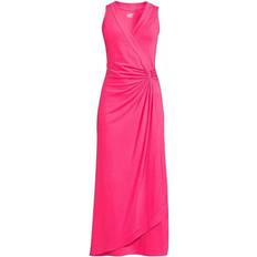 Women's Light Weight Sleeveless Surplice Maxi Dress - Hot Pink