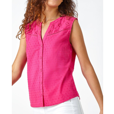 Roman Sleeveless Embroidered Blouse - Cerise