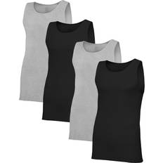 Fruit of the Loom Herren Premium etikettenfreie Baumwoll groß Unterhemd, Regular Tank, Stück, Schwarz/Grau, 4er Pack