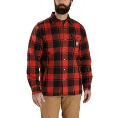 Carhartt Men's Mens Flannel Sherpa Lined Shirt Jacket Red Ochre