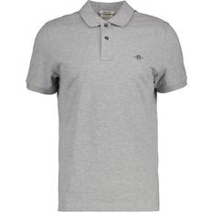 Gant 3XL Poloshirts Gant REG Shield SS Pique Polo Kortærmede Poloer hos Magasin Grey Melange