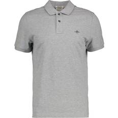 Gant Polo Shirts Gant Regular Fit Shield Pique Polo T Shirt - Grey