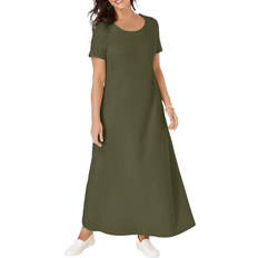 Jessica London T-shirt Maxi Dress Plus Size - Dark Olive Green