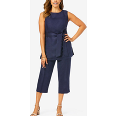 Jessica London Jumpsuits & Overalls Jessica London Linen Blend Capri Set - Navy