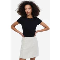 Modal T-shirts H&M Dam Svart Ribbad T-shirt modalmix