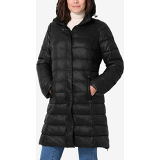 Woman Within Outerwear Woman Within Long Packable Puffer Jacket - Black