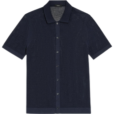 Theory Cotton Blend Regular Fit Button Down Shirt - Black