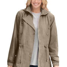 Woman Within Outerwear Woman Within Fleece-Lined Taslon Anorak Jacket Plus Size - Bark