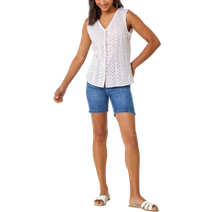 Roman Sleeveless Embroidered Cotton Blouse - Light Pink