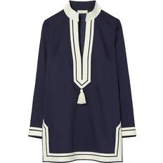 Cotton Voile Tassel Tunic - Navy