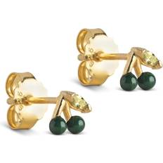 Enamel cherry ENAMEL Copenhagen Cherry Studs Petrol Green
