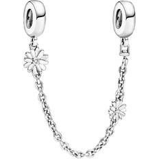 Pandora Daisy Flower Safety Chain Charm - Silver/Transparent