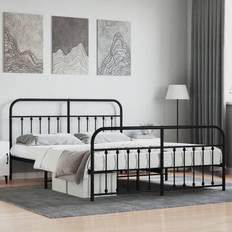 Letti e Materassi vidaXL Giroletto Con Testiera E Pediera Metallo Nero 180x200 cm Arredamento Casa Cucina