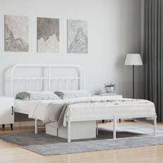 Beds & Mattresses vidaXL Metal Bed Frame with Headboard 135x190 cm